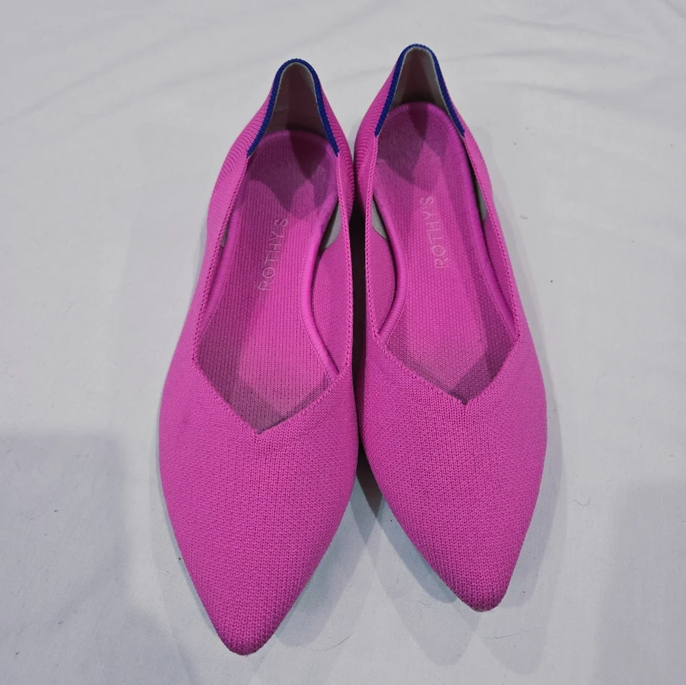 Rothy’s Pointed Bright Pink Slip Ons Size 9 - Picture 3 of 7